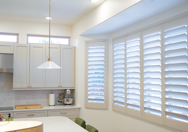 white custom shutters in kitchen modern updates