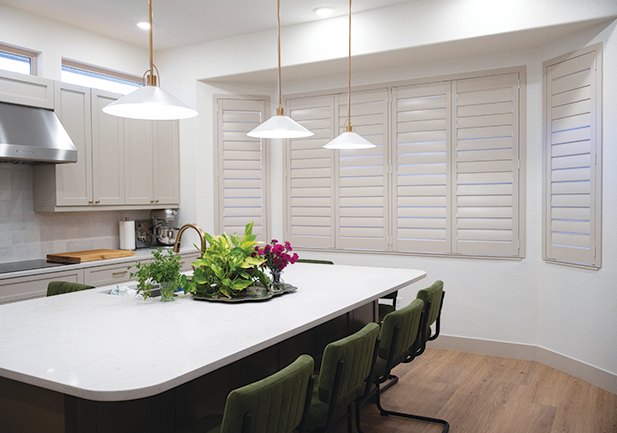 shutters closed in kitchen after