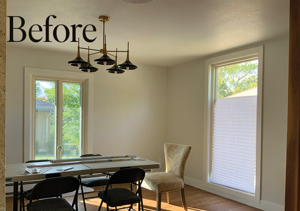 before dining room has window treatments