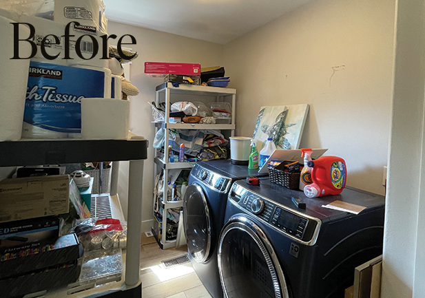 before custom organization in laundry room