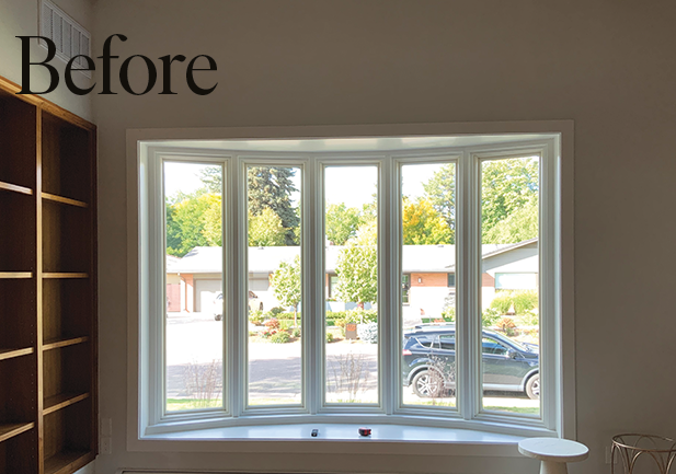 before window coverings in living room next to dining room