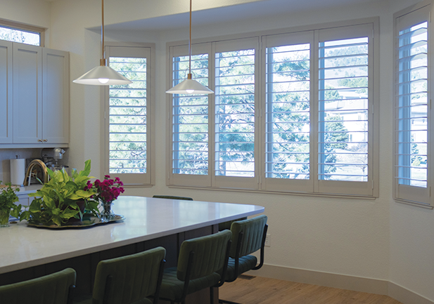 open custom shutters kitchen white