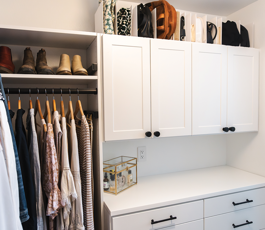 built in cabinets and drawers in closet